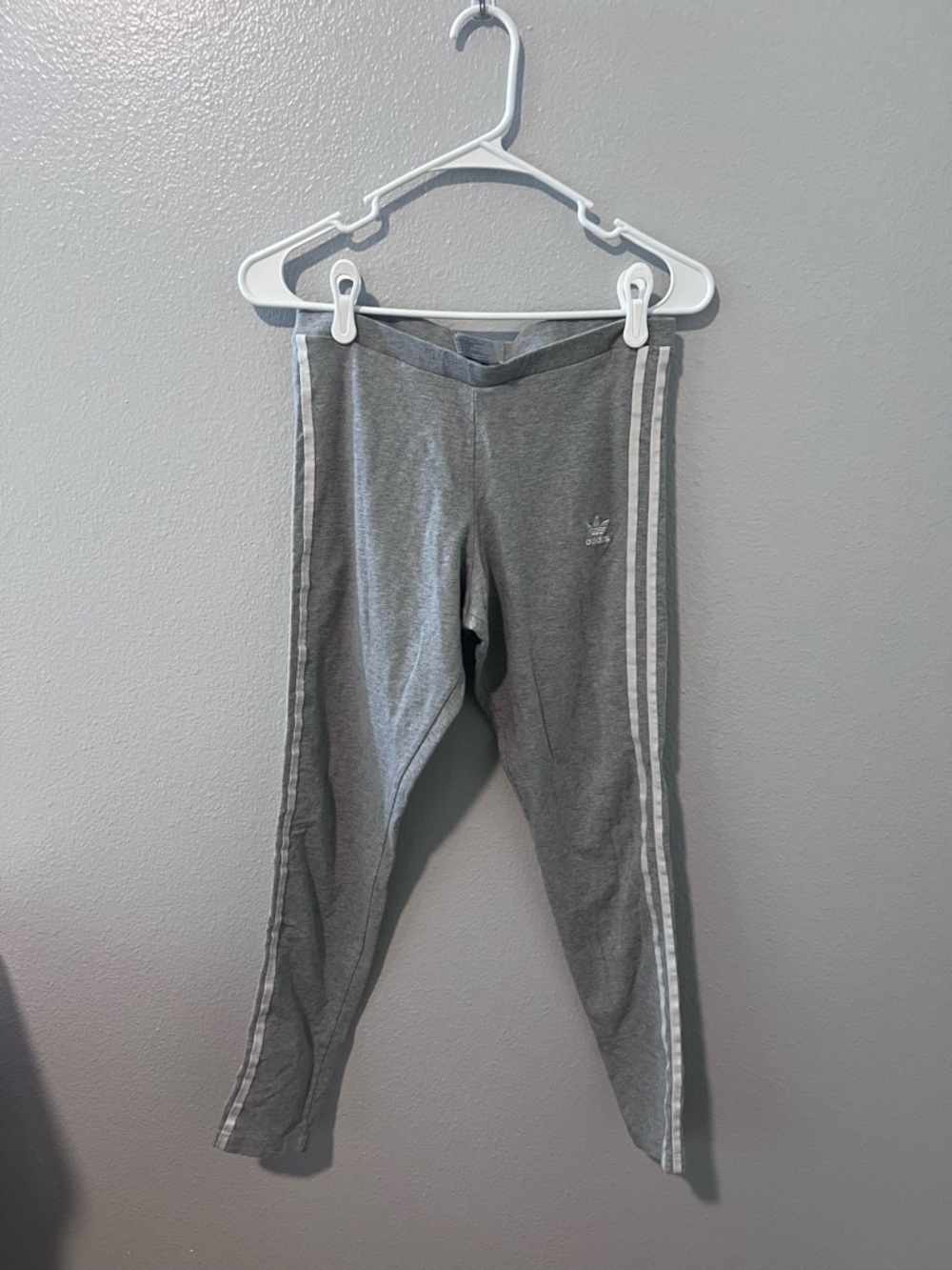adidas Gray Leggings with White Side Stripes